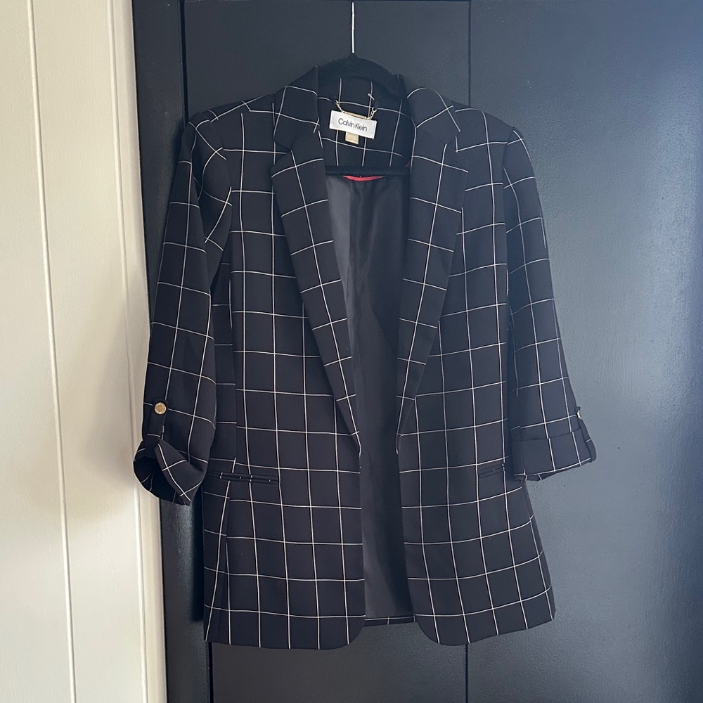 Calvin Klein Black Windowpane Women's Blazer